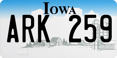 IA license plate ARK259
