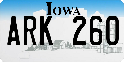 IA license plate ARK260