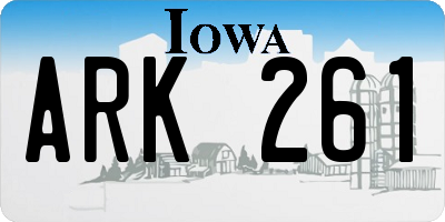 IA license plate ARK261