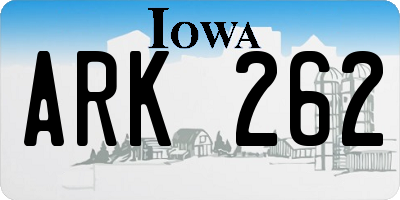 IA license plate ARK262