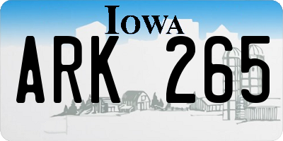 IA license plate ARK265