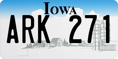 IA license plate ARK271