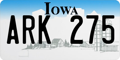 IA license plate ARK275