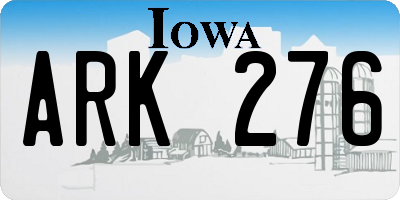 IA license plate ARK276