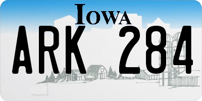 IA license plate ARK284