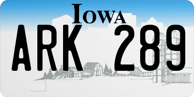 IA license plate ARK289