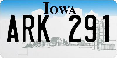 IA license plate ARK291