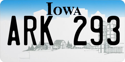 IA license plate ARK293