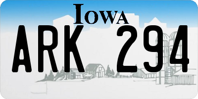 IA license plate ARK294