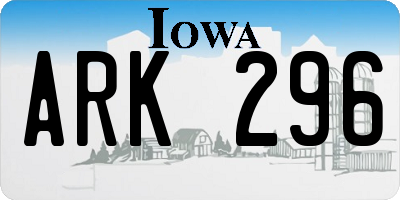 IA license plate ARK296