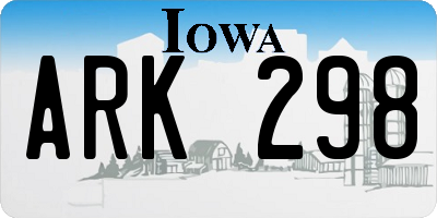 IA license plate ARK298