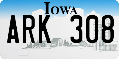 IA license plate ARK308