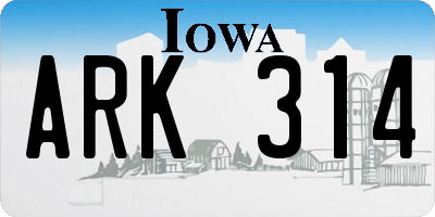 IA license plate ARK314