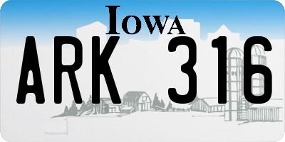 IA license plate ARK316