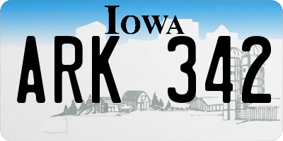 IA license plate ARK342
