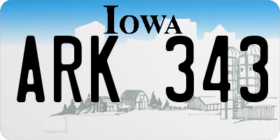 IA license plate ARK343