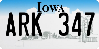 IA license plate ARK347