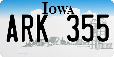 IA license plate ARK355