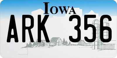 IA license plate ARK356