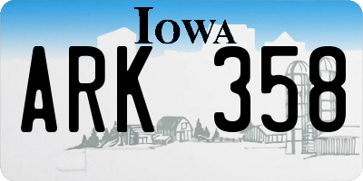 IA license plate ARK358