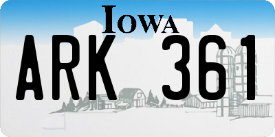 IA license plate ARK361