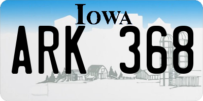 IA license plate ARK368