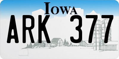 IA license plate ARK377