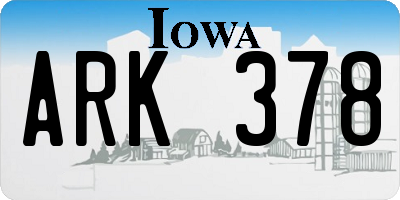 IA license plate ARK378