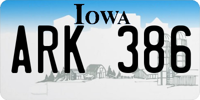 IA license plate ARK386