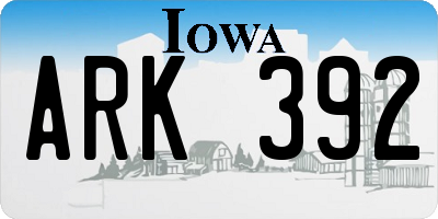 IA license plate ARK392