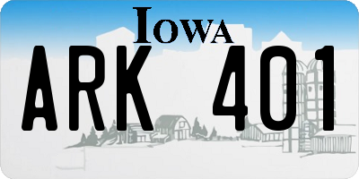 IA license plate ARK401