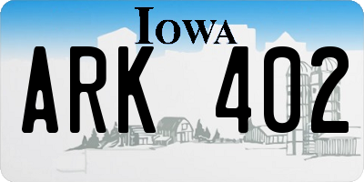 IA license plate ARK402