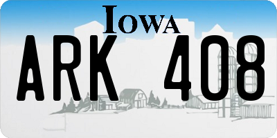 IA license plate ARK408