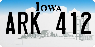 IA license plate ARK412