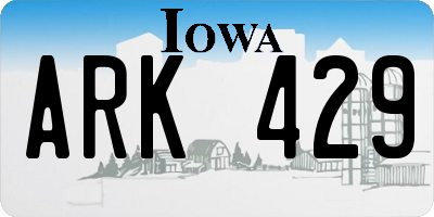 IA license plate ARK429