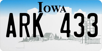 IA license plate ARK433