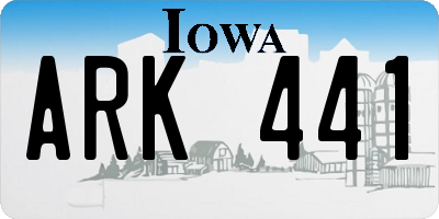 IA license plate ARK441