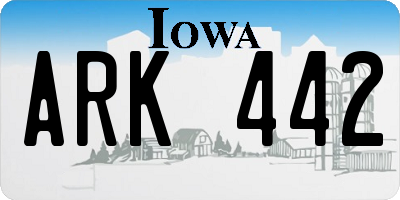 IA license plate ARK442