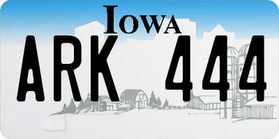 IA license plate ARK444