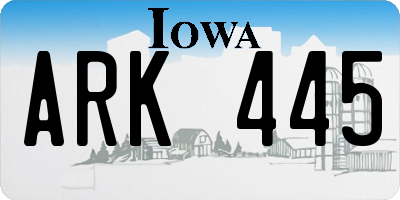 IA license plate ARK445