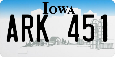 IA license plate ARK451