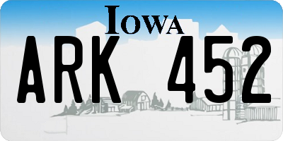 IA license plate ARK452
