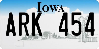 IA license plate ARK454