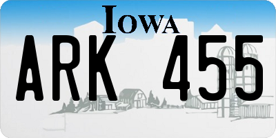 IA license plate ARK455