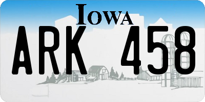 IA license plate ARK458