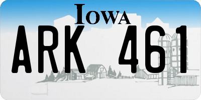 IA license plate ARK461