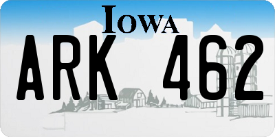 IA license plate ARK462