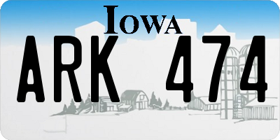 IA license plate ARK474