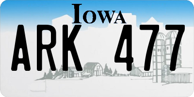 IA license plate ARK477
