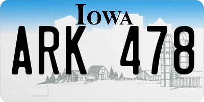 IA license plate ARK478